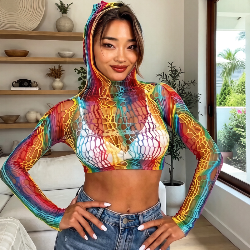 Swim Cover Up Mesh - Women Summer Bodycon Top Beach Cover