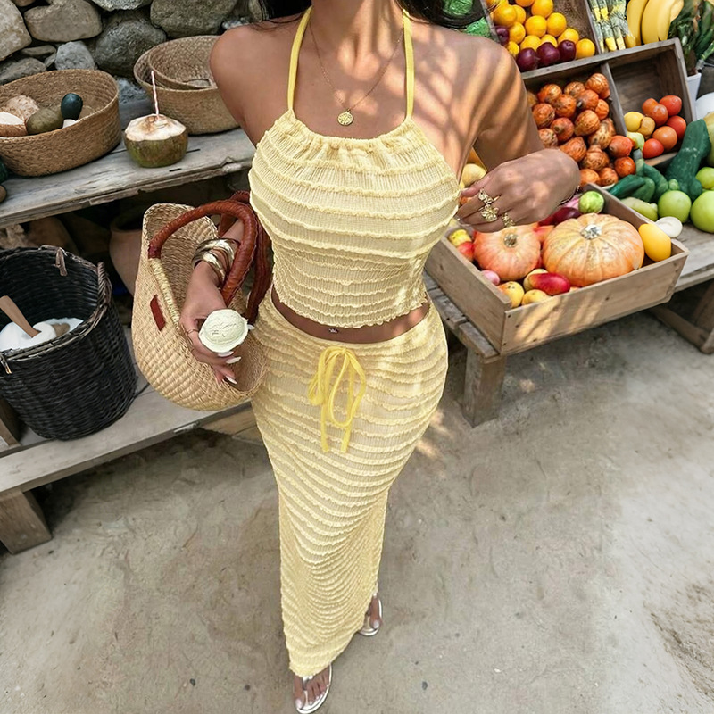 Summer Vacation Clothing Women - Sexy Elegant Dress Two Piece Skirt
