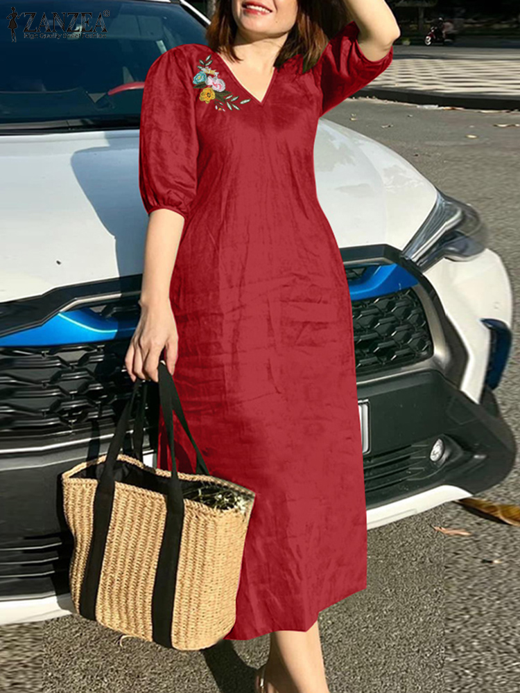 2024 ZANZEA Summer Fashion Wom - Sundress Midi Floral review and price