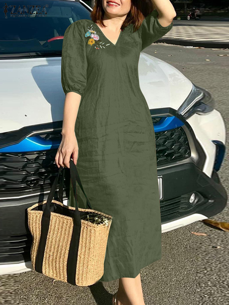 2024 ZANZEA Summer Fashion Wom - Sundress Midi Floral review and price