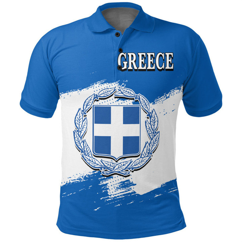 Greece Flag Map 3D Print Polo  - Summer Clothing For Greece review and price