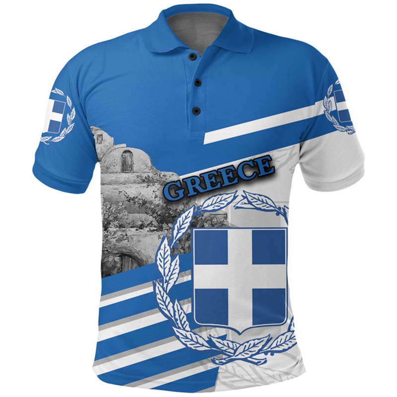 Greece Flag Map 3D Print Polo  - Summer Clothing For Greece review and price