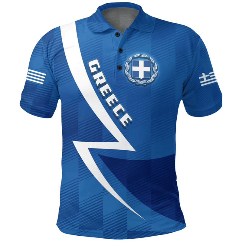 Greece Flag Map 3D Print Polo  - Summer Clothing For Greece review and price