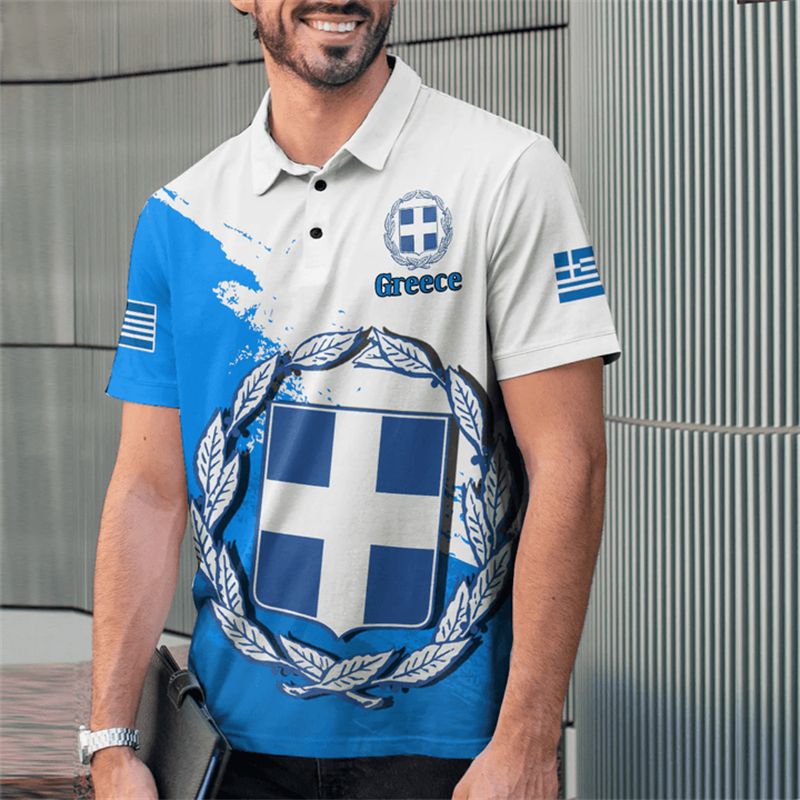 Greece Flag Map 3D Print Polo  - Summer Clothing For Greece review and price