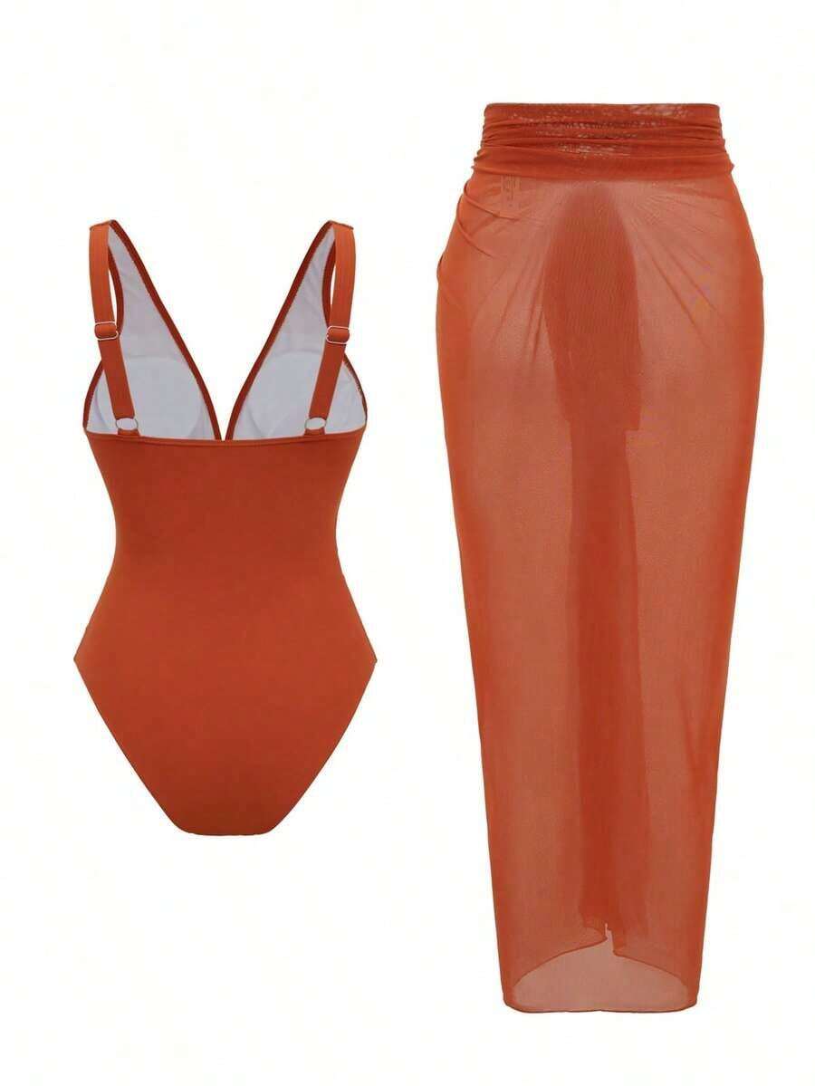 Women Solid Color Mesh One Pie - Swim Cover Up Mesh review and price