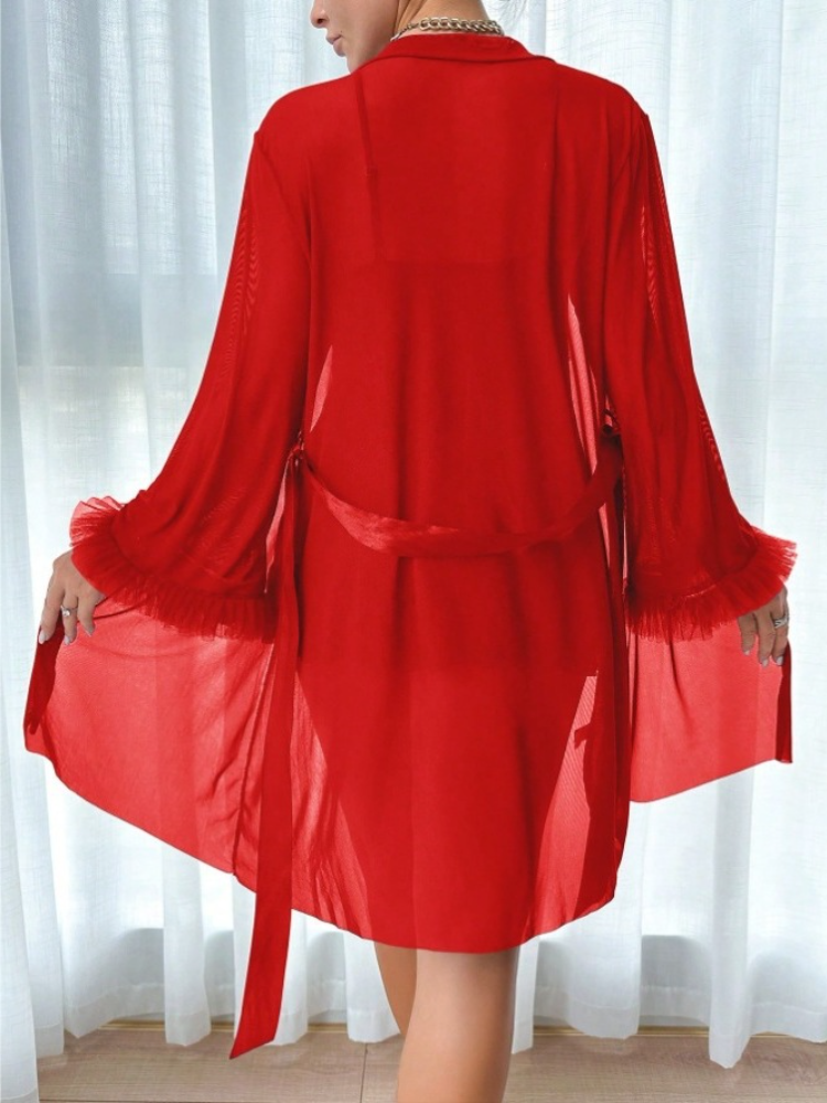 Women 3 Piece Red Sexy Lace Ro - Summer Clothing Sale review and price