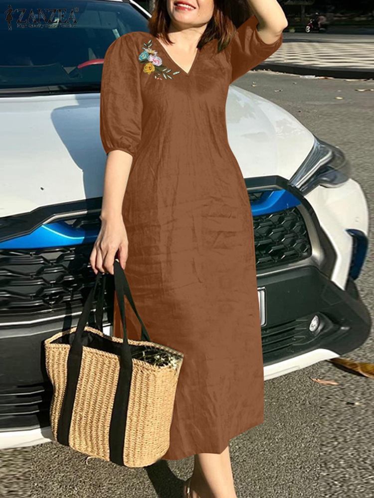 2024 ZANZEA Summer Fashion Wom - Sundress Midi Floral review and price