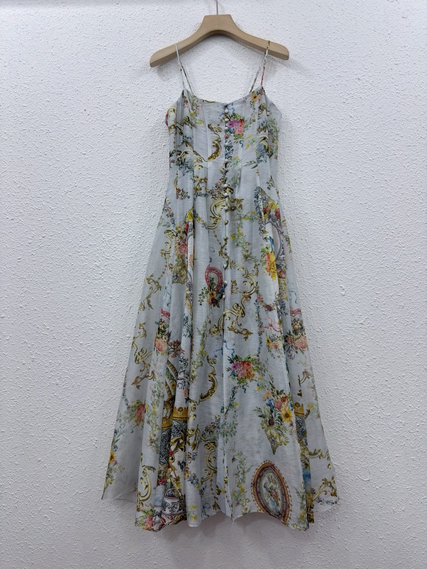 Silk Linen Baroque Floral Prin - Sundress Midi Floral review and price