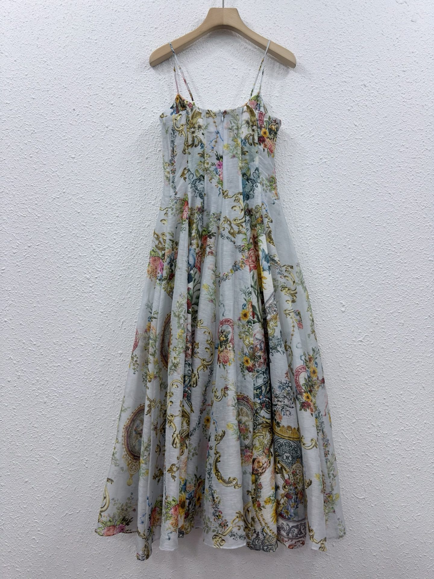 Silk Linen Baroque Floral Prin - Sundress Midi Floral review and price