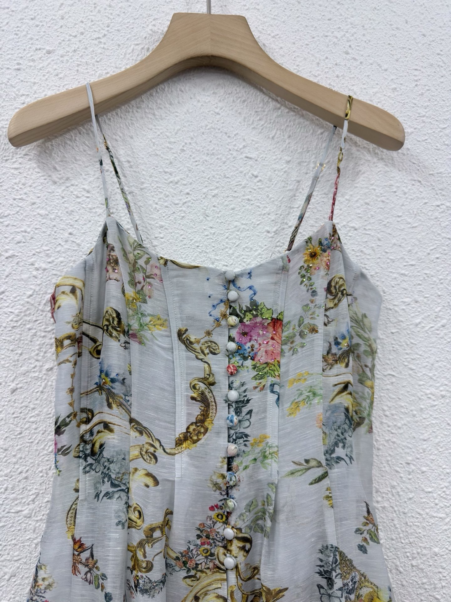 Silk Linen Baroque Floral Prin - Sundress Midi Floral review and price