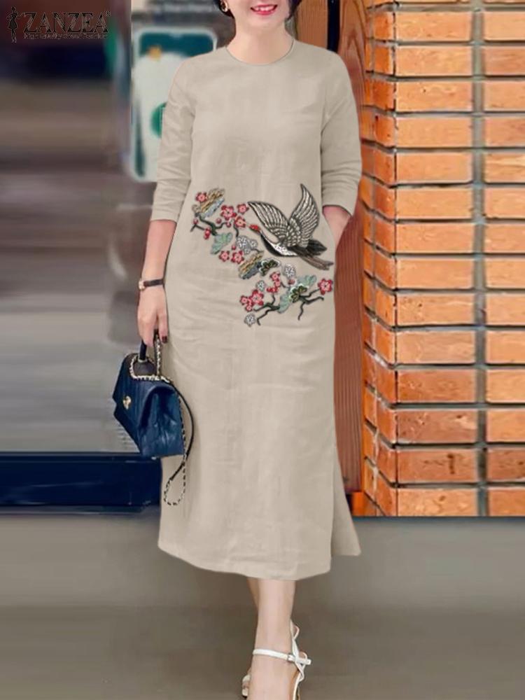 ZANZEA Women Vintage Embroider - Sundress Midi Floral review and price
