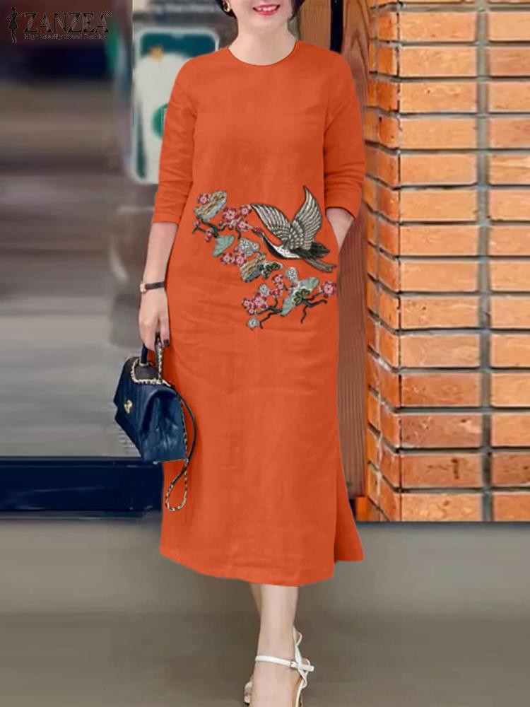 ZANZEA Women Vintage Embroider - Sundress Midi Floral review and price