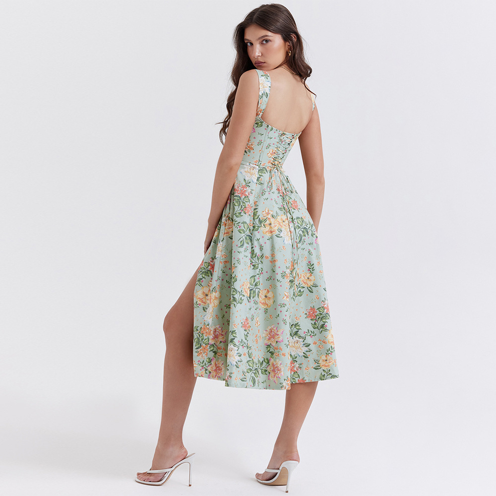 Open Back Split Floral Print D - Sundress Midi Floral review and price
