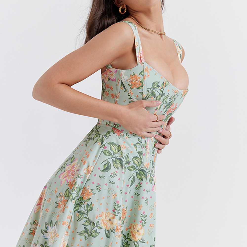 Open Back Split Floral Print D - Sundress Midi Floral review and price