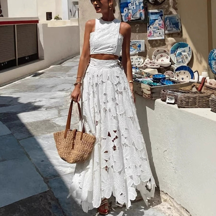 Women's White Floral Lace Embr - Summer Vacation Clothing Women review and price
