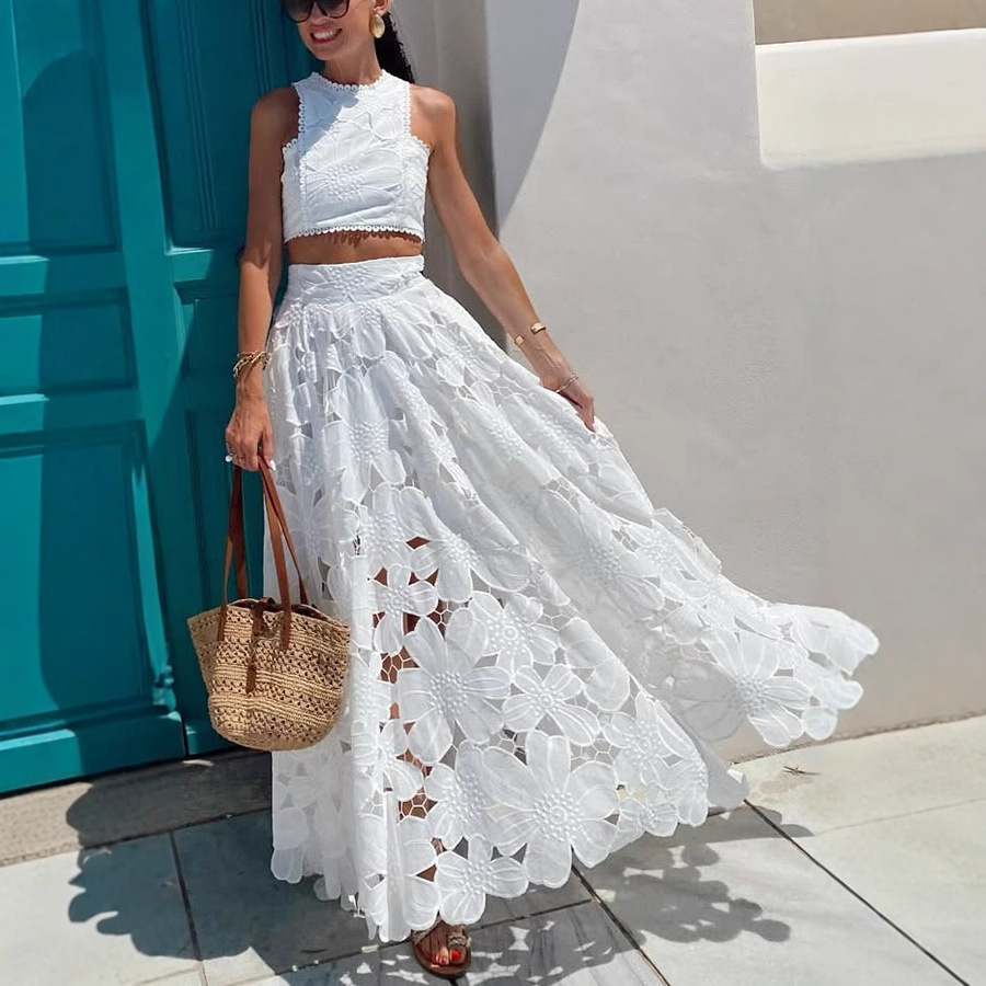 Women's White Floral Lace Embr - Summer Vacation Clothing Women review and price