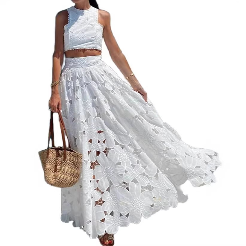 Women's White Floral Lace Embr - Summer Vacation Clothing Women review and price